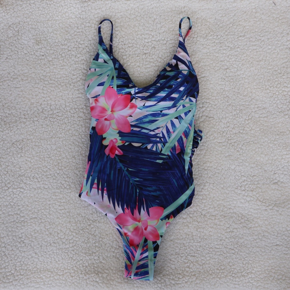 ZAFUL floral/leaf print one-piece swimsuit